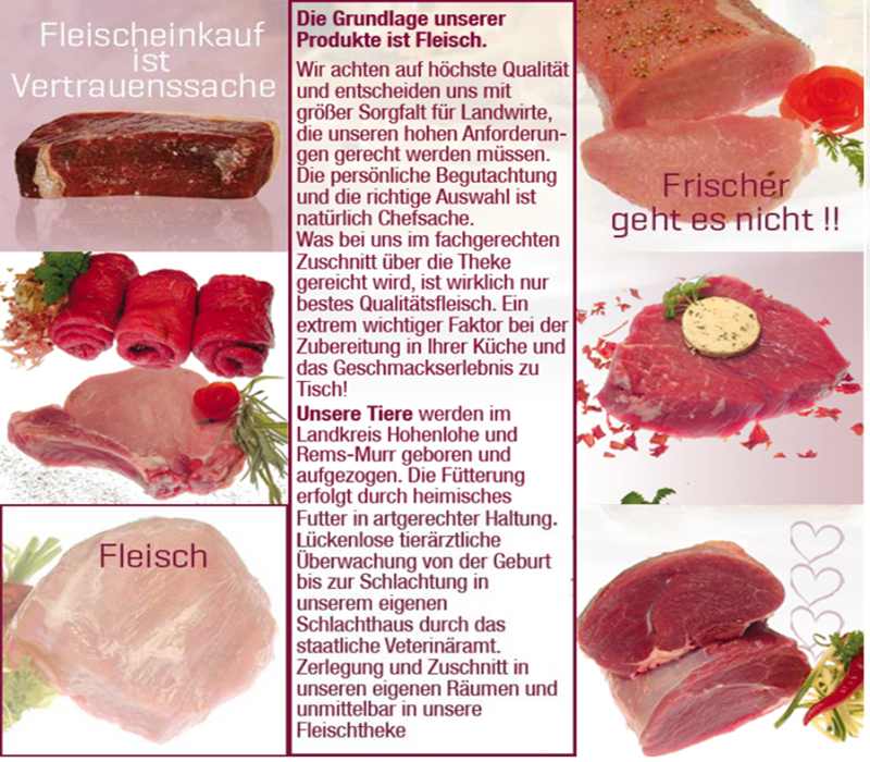 Fleisch von der Metzgerei Rupp-Holzwarth Rainer, Andreas Mueller Rems-Murr-Schwein